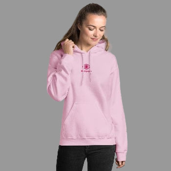 Pretty Eyes – Organic Cotton Hoodie (Centered Pink Logo/DS) - Arissai
