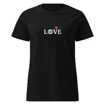 HeartSight women's tee close-up showing semi-fitted silhouette and graphic placement