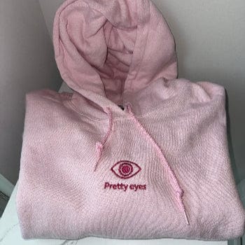 Pretty Eyes – Organic Cotton Hoodie (Centered Pink Logo/DS) - Arissai