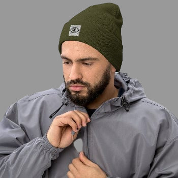 Cuffed Beanie - Stylized Eye Design by Arissai - Arissai