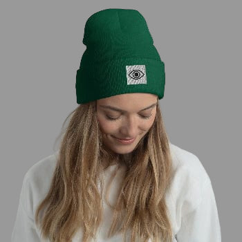 Cuffed Beanie - Stylized Eye Design by Arissai - Arissai