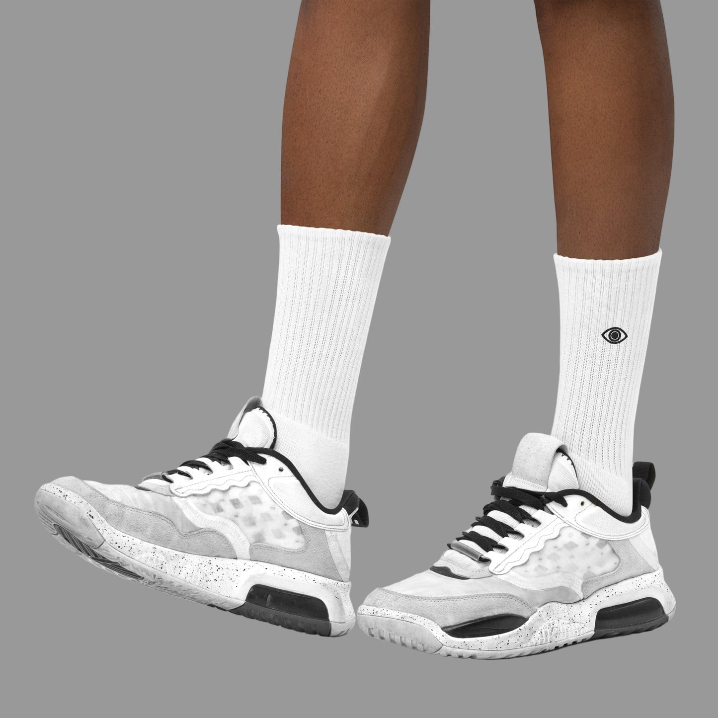 Unisex Embroidered socks - Stylized Eye Design™ (Black Logo) - Arissai