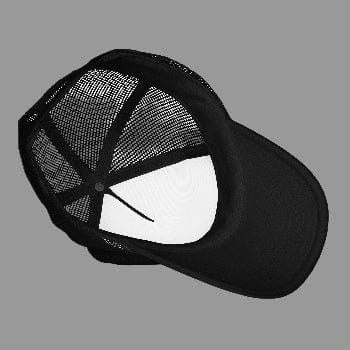 Black mesh cap on a white background