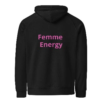 Pretty Eyes - Organic Comfort Hoodie (Centered Pink Logo/DS). Stylized Eye Design™/Femme Energy™ by Arissai - Arissai