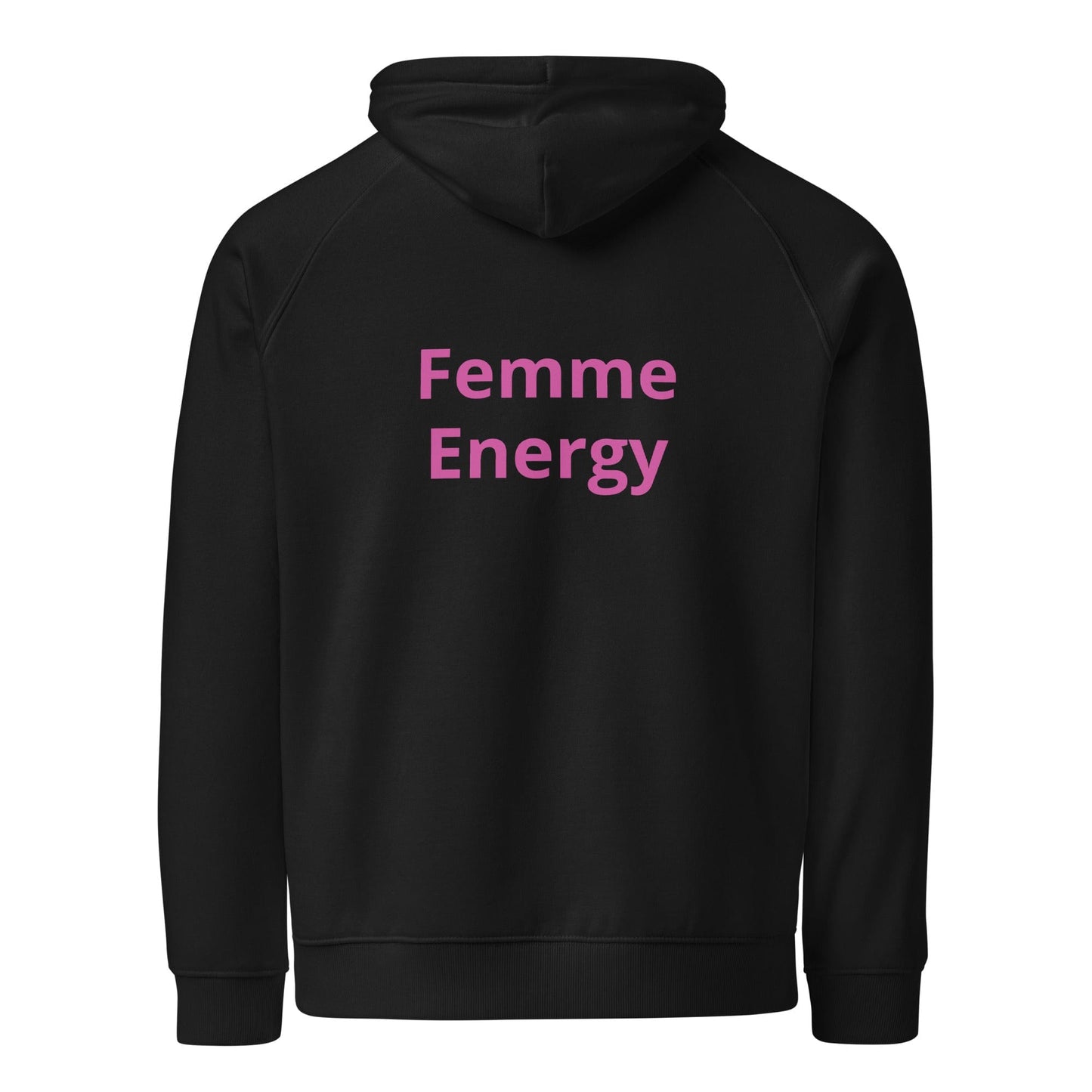 Pretty Eyes - Organic Comfort Hoodie (Centered Pink Logo/DS). Stylized Eye Design™/Femme Energy™ by Arissai - Arissai