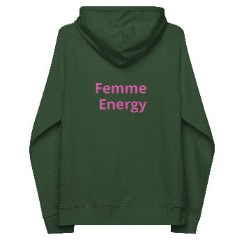Pretty Eyes - Organic Comfort Hoodie (Centered Pink Logo/DS). Stylized Eye Design™/Femme Energy™ by Arissai - Arissai