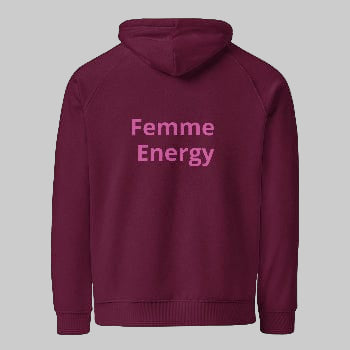 Pretty Eyes - Organic Comfort Hoodie (Centered Pink Logo/DS). Stylized Eye Design™/Femme Energy™ by Arissai - Arissai