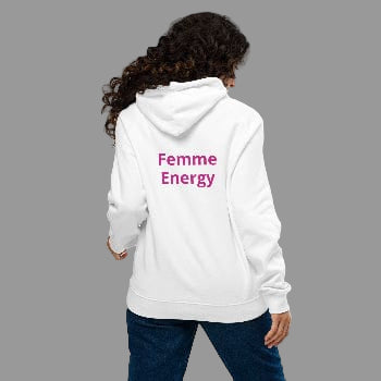 Pretty Eyes - Organic Comfort Hoodie (Centered Pink Logo/DS). Stylized Eye Design™/Femme Energy™ by Arissai - Arissai