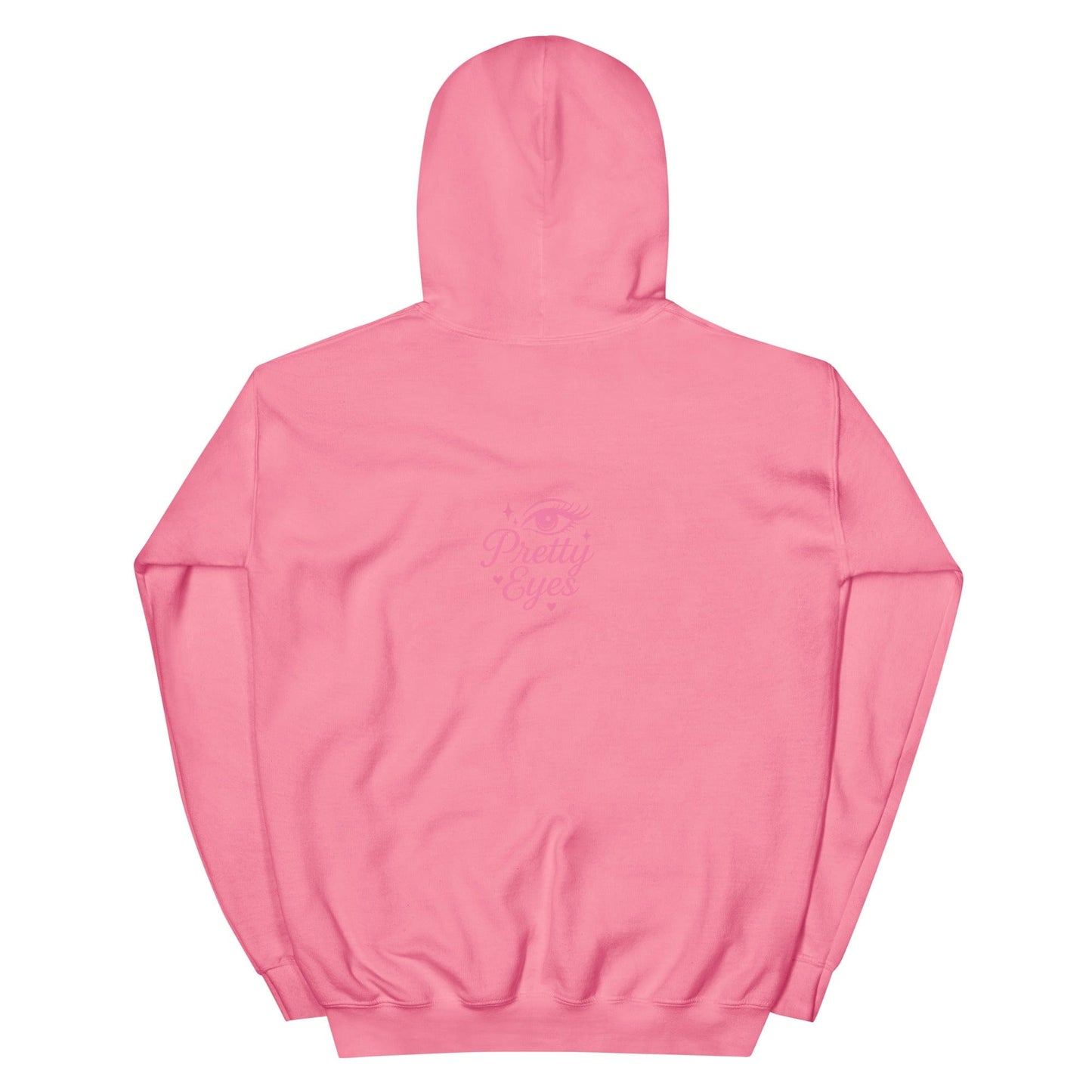 Pretty Eyes – Organic Cotton Hoodie (Centered Pink Logo/DS) - Arissai