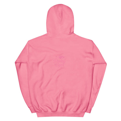 Pretty Eyes – Organic Cotton Hoodie (Centered Pink Logo/DS) - Arissai