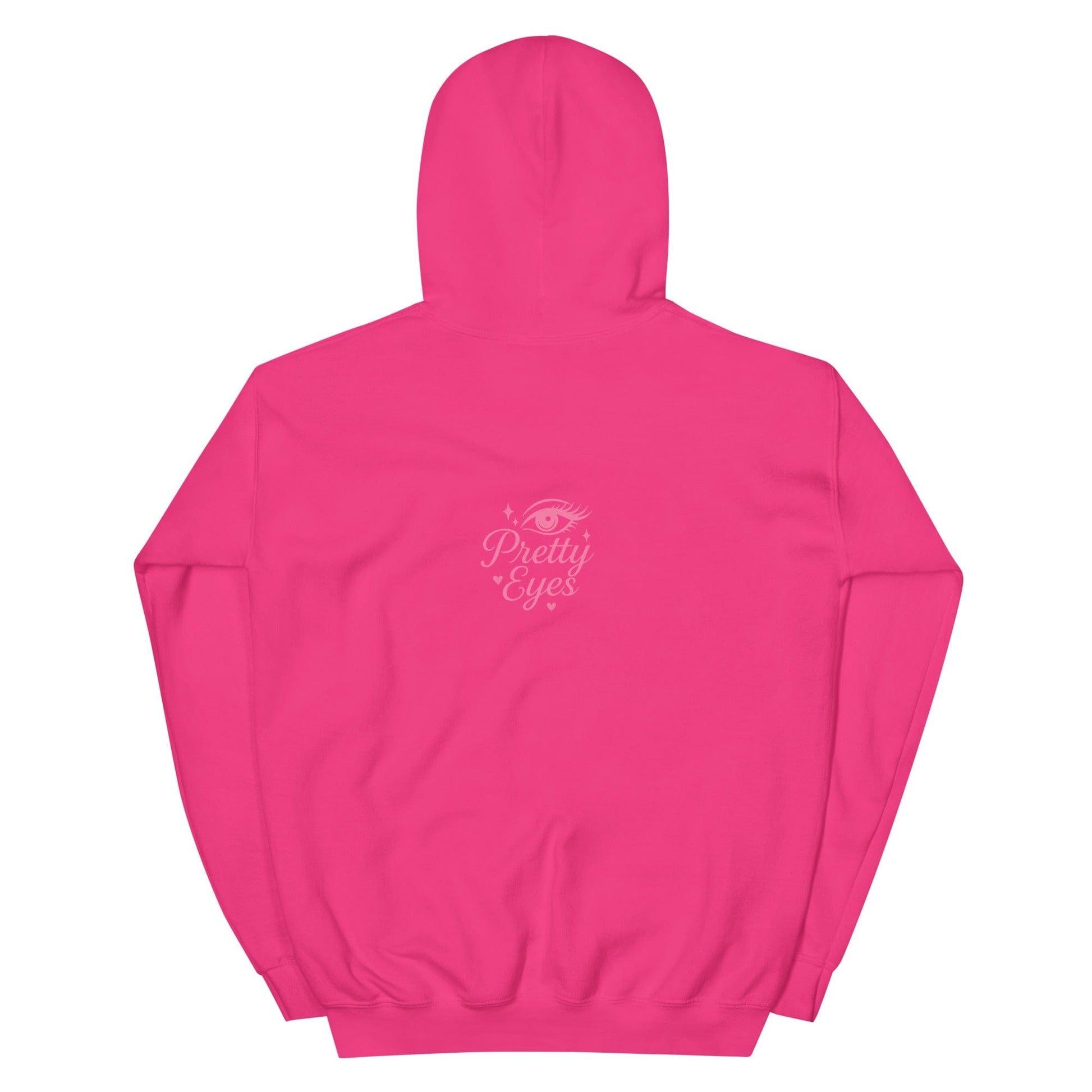 Pretty Eyes – Organic Cotton Hoodie (Centered Pink Logo/DS) - Arissai