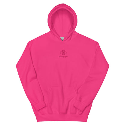Pretty Eyes – Organic Cotton Hoodie (Centered Pink Logo/DS) - Arissai