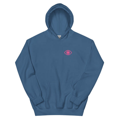 Pretty Eyes – Warm Street Hoodie (Left Chest Logo/DS) Stylized Eye Design/ 1% BATTERY. 100% DRAMA. by Arissai - Arissai