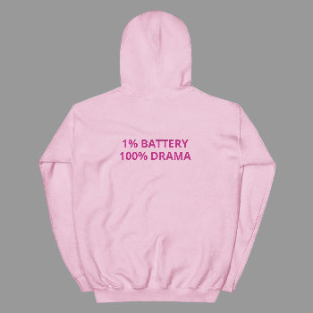 Pretty Eyes – Warm Street Hoodie (Left Chest Logo/DS) Stylized Eye Design/ 1% BATTERY. 100% DRAMA. by Arissai - Arissai