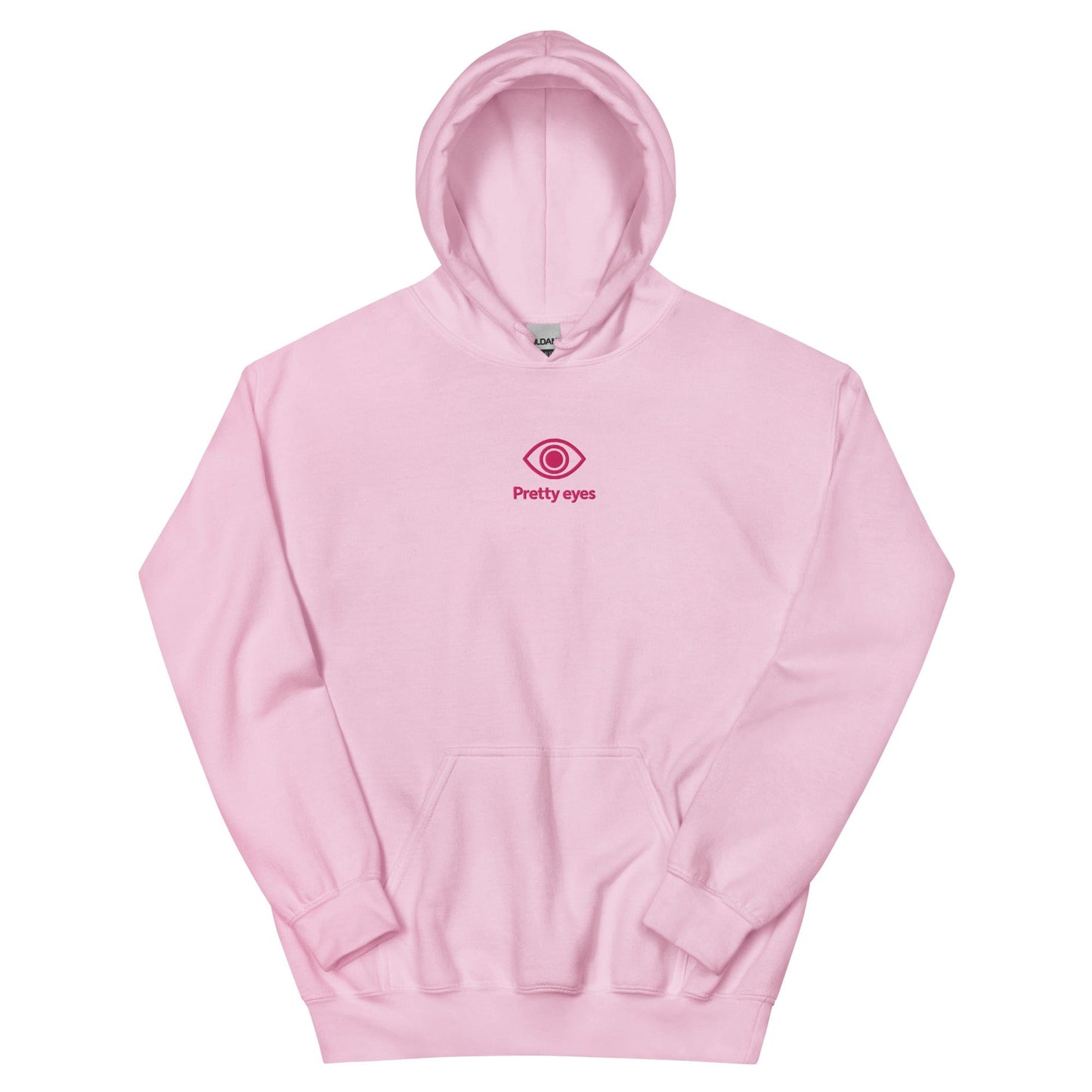 Pretty Eyes – Organic Cotton Hoodie (Centered Pink Logo/DS) - Arissai