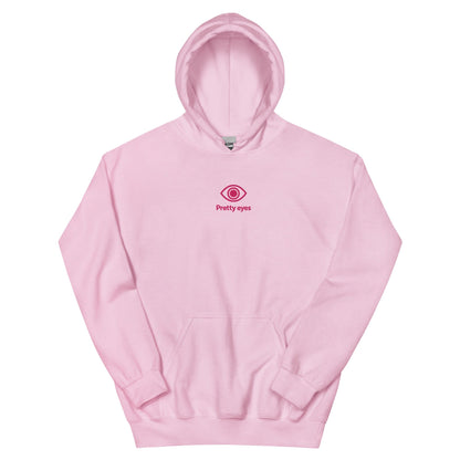 Pretty Eyes – Organic Cotton Hoodie (Centered Pink Logo/DS) - Arissai