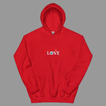 HeartSight Everyday Hoodie front view with heart graphic design