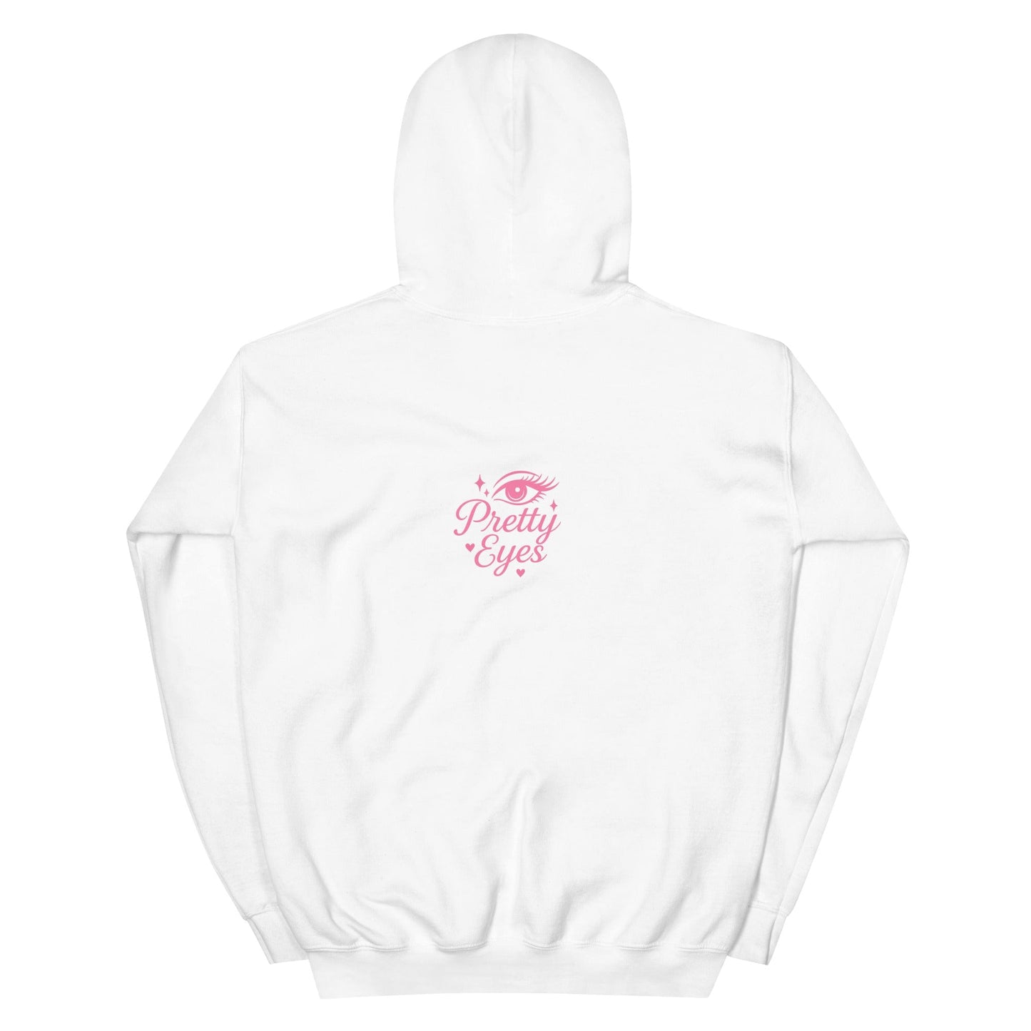 Pretty Eyes – Organic Cotton Hoodie (Centered Pink Logo/DS) - Arissai