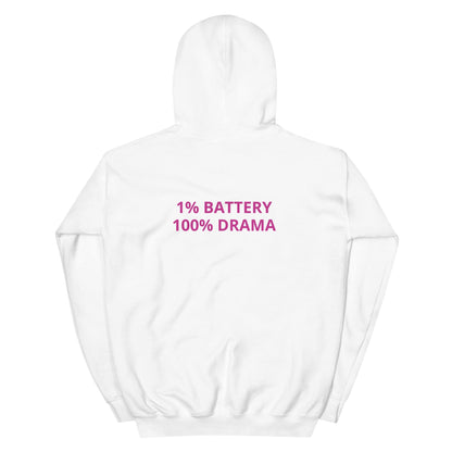Pretty Eyes – Warm Street Hoodie (Left Chest Logo/DS) Stylized Eye Design/ 1% BATTERY. 100% DRAMA. by Arissai - Arissai