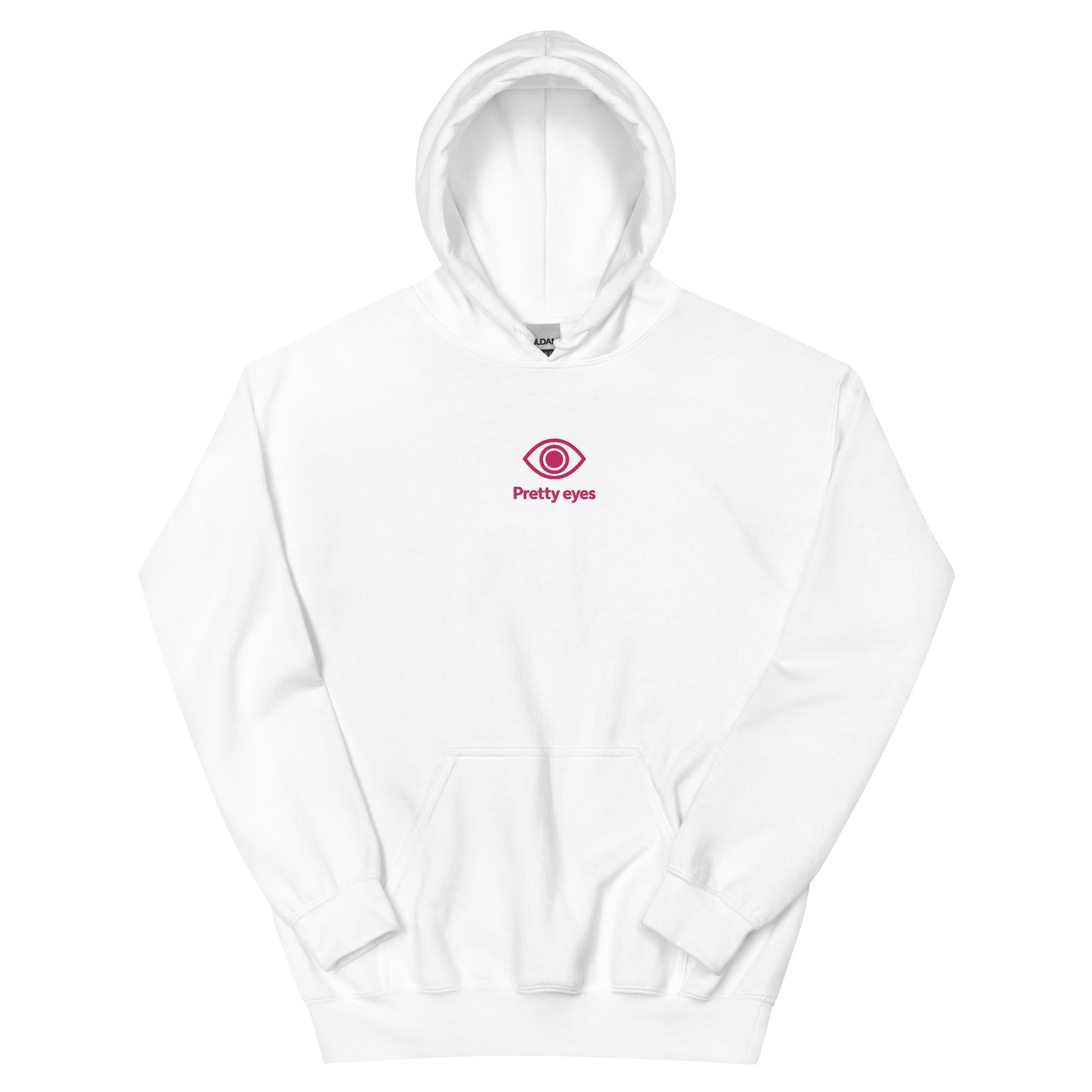 Pretty Eyes – Organic Cotton Hoodie (Centered Pink Logo/DS) - Arissai