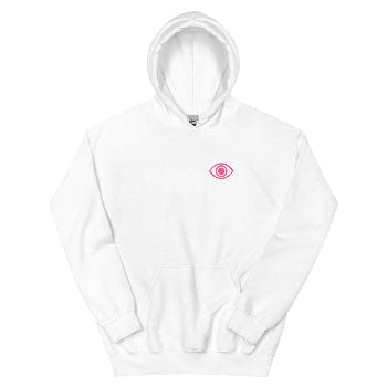 Pretty Eyes – Warm Street Hoodie (Left Chest Logo/DS) Stylized Eye Design/ 1% BATTERY. 100% DRAMA. by Arissai - Arissai