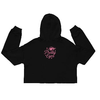 Pretty Eyes – Cropped Raw Hoodie (Centered Pink Logo/DS) Stylized Eye Design™ by Arissai - Arissai