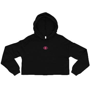Pretty Eyes – Cropped Raw Hoodie (Centered Pink Logo/DS) Stylized Eye Design™ by Arissai - Arissai