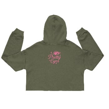 Pretty Eyes – Cropped Raw Hoodie (Centered Pink Logo/DS) Stylized Eye Design™ by Arissai - Arissai