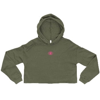 Pretty Eyes – Cropped Raw Hoodie (Centered Pink Logo/DS) Stylized Eye Design™ by Arissai - Arissai
