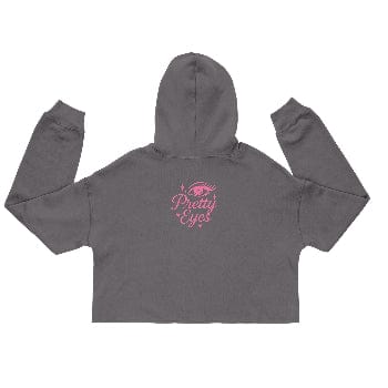 Pretty Eyes – Cropped Raw Hoodie (Centered Pink Logo/DS) Stylized Eye Design™ by Arissai - Arissai